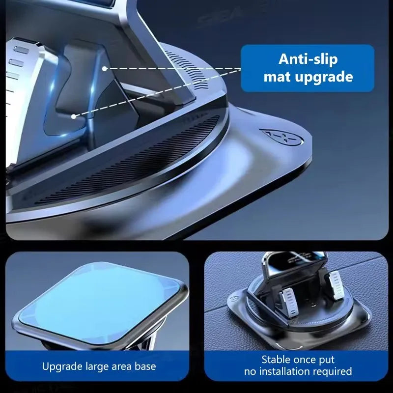 Anti-Slip Dashboard Phone Holder - 360° Rotating Universal Car Mount for GPS Navigation and Smartphones