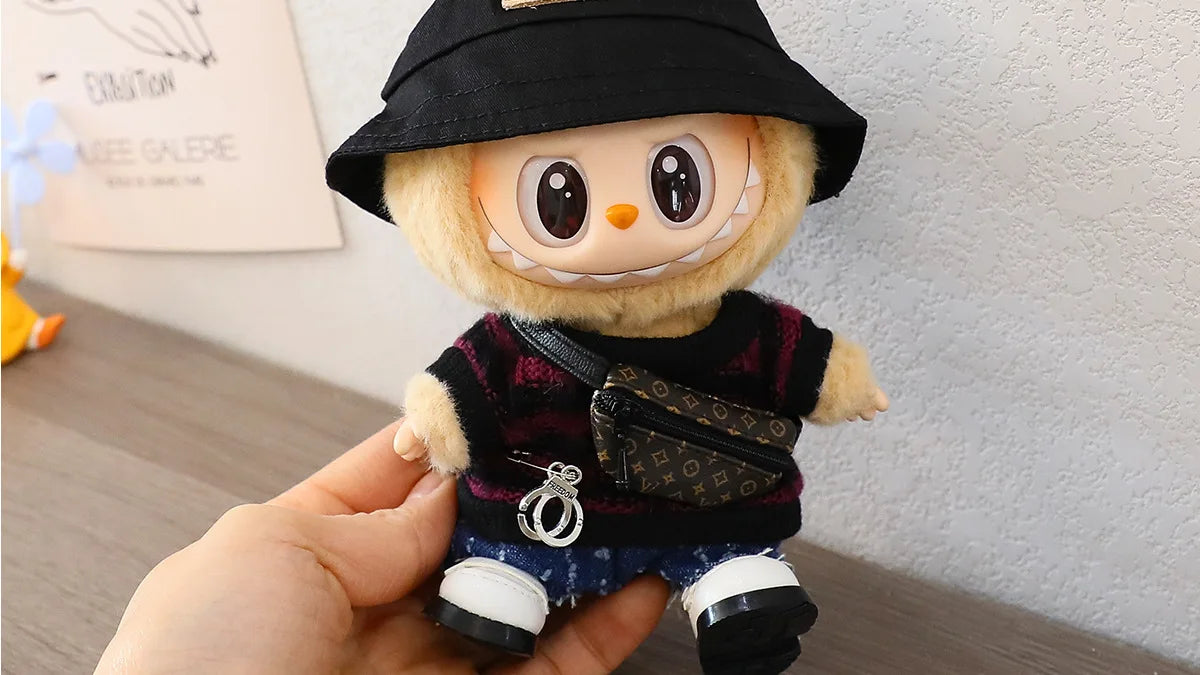Labubu 15-17cm Blind Box Keychain Doll Outfit – Sweater & Glasses Accessory Set