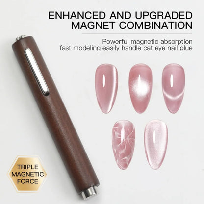 Strong 3-in-1 Magnetic Stick for Cat Eye Gel Polish – Nail Magnet Pen for Glitter Effect Manicure Design