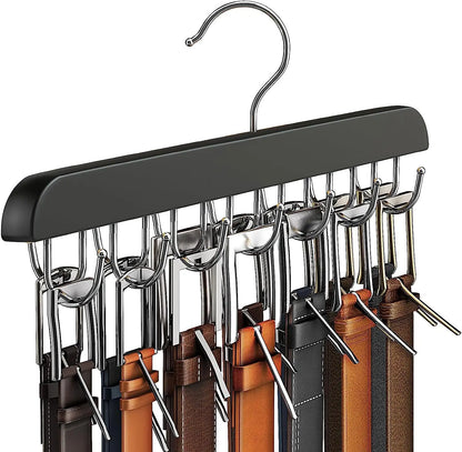 Wooden Belt Rack – Women’s & Men’s Clothes Storage Hanger for Belts, Scarves, Ties, and Wardrobe Organizer