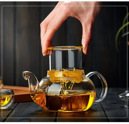 400ml/1000ml Heat-Resistant Glass Teapot – Kung Fu Teaware Set with Tea Strainer for Puer, Oolong, Barley