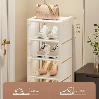 Multiple Layers Shoe Organizer Rack - Space-Saving Stackable Shelf for Wall Corner, Adjustable Shoe Storage Cabinet