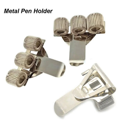 Metal Spring Pen Holder with Pocket Clip - Single/Double/Triple Hole, Portable Uniform Pen Holder for Doctors, Nurses, Office Supplies - 1PC