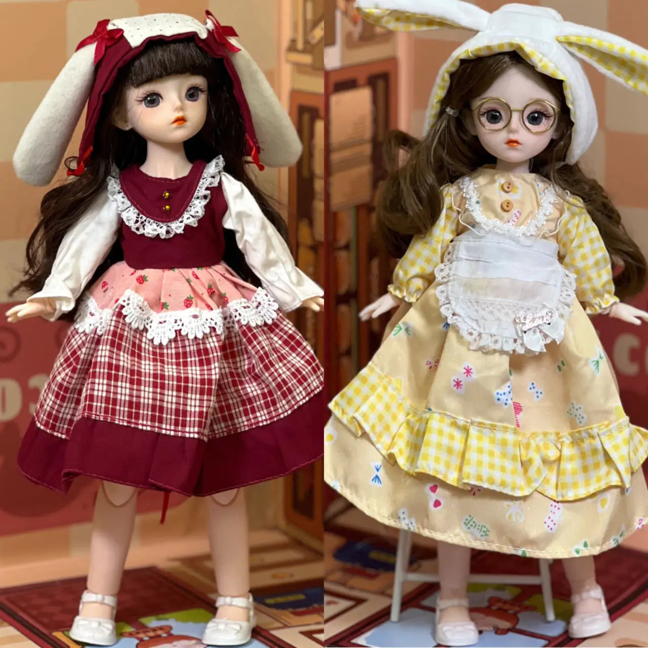 30cm 1/6 BJD Ball Jointed Doll – Starry Gray Eyes with Lolita Fashion Dress, DIY Toy Gift for Girls