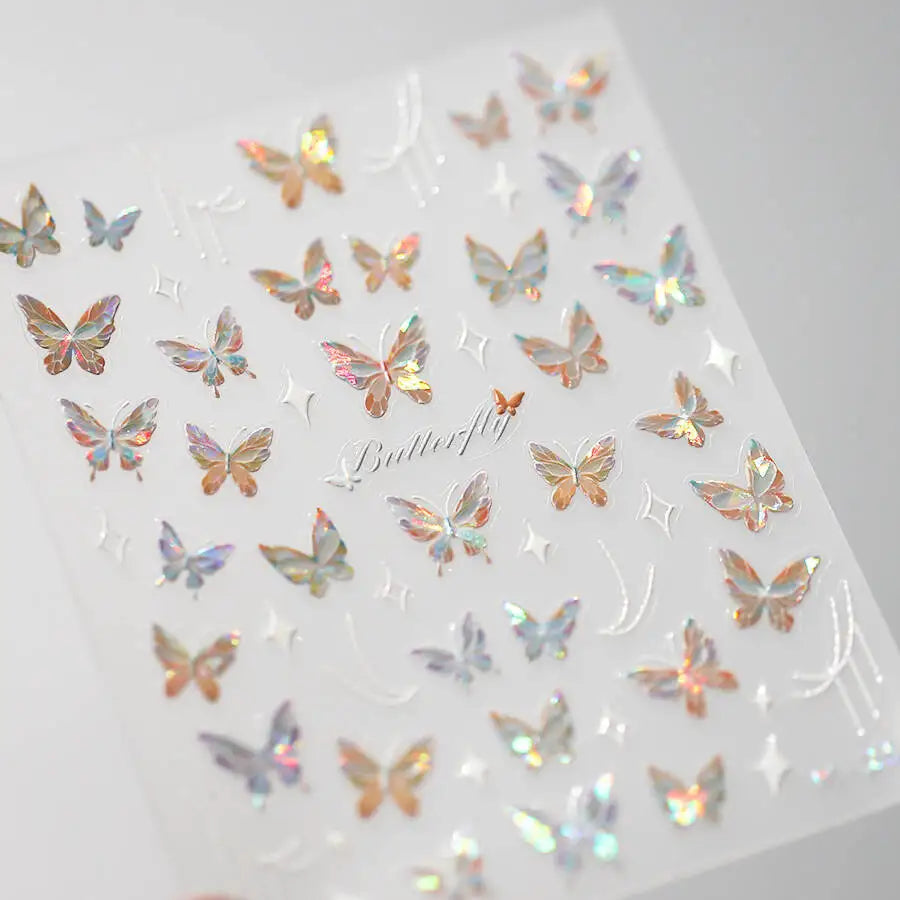 5D Glitter Butterfly Nail Sticker – Kawaii Aurora Nail Art Decal for DIY Manicure & Nail Decorations