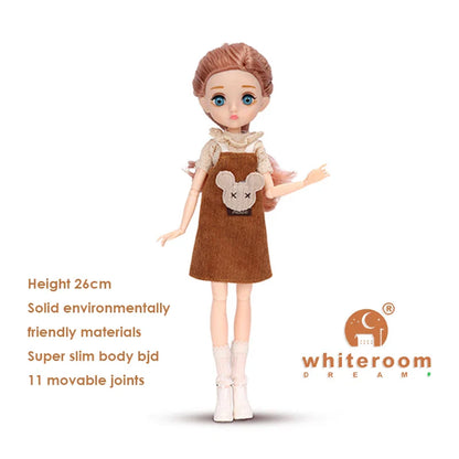 26cm BJD Doll for Girls – Purple Hair Fashion Princess with Big Eyes & Accessories Gift