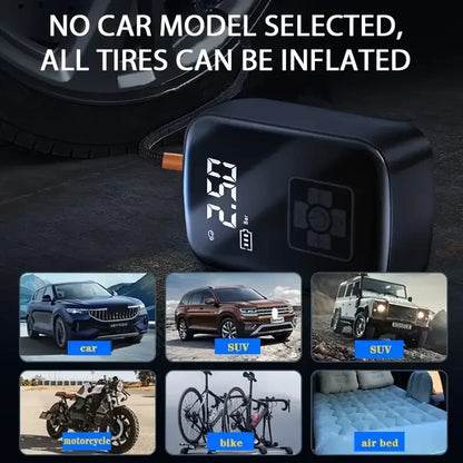 Wireless Car Air Compressor – Electric Tire Inflator Pump for Motorcycle, Bicycle, Boat, Auto Tires, and Balls