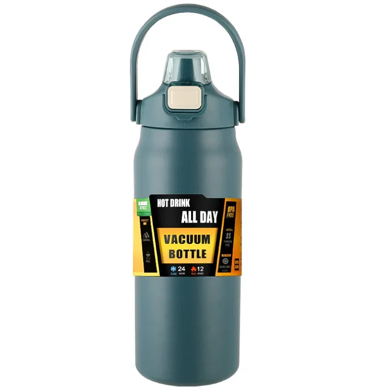 Outdoor Stainless Steel Thermos Bottle – 304 Vacuum Insulated Travel Mug with Straw, Hot & Cold Sports Water Tumbler Portable Flask