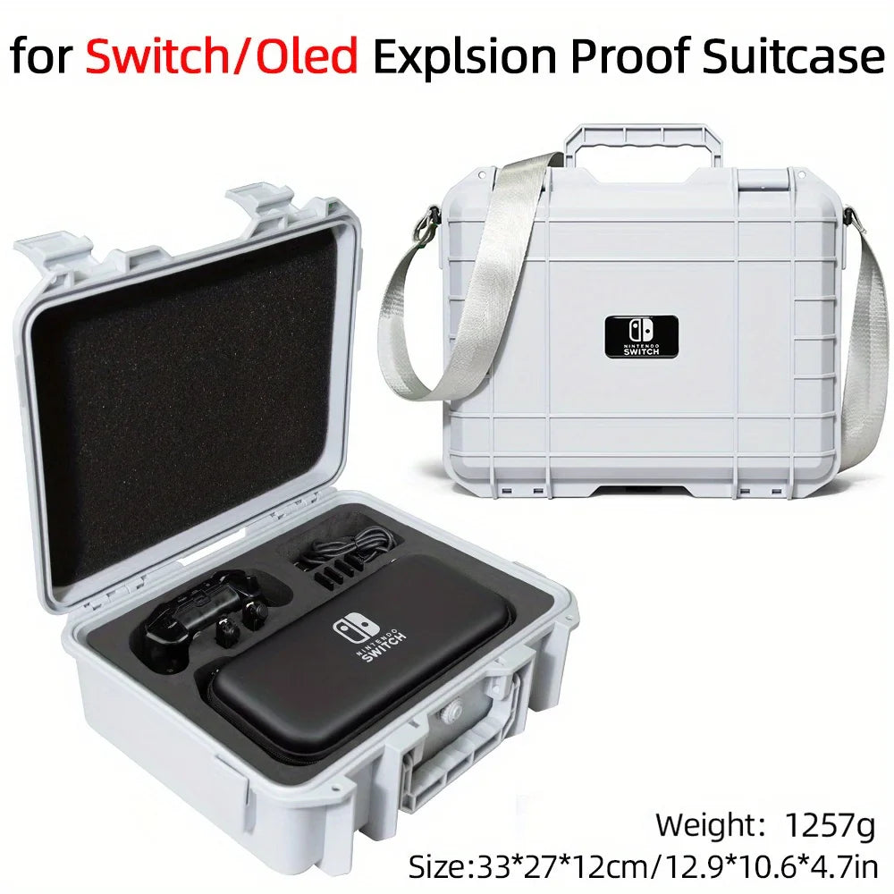 Explosion-Proof Hard EVA Suitcase for Nintendo Switch OLED - Waterproof Storage Bag with Shoulder Strap