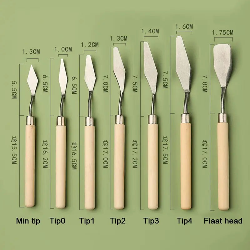 7Pcs Stainless Steel Oil Painting Knives - Artist Crafts Spatula Palette Knife Mixing Scraper Art Tools