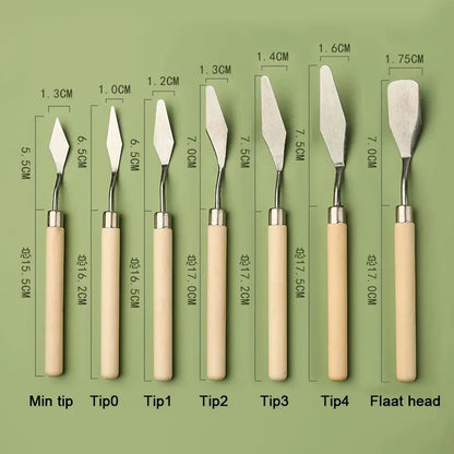 7Pcs Stainless Steel Oil Painting Knives - Artist Crafts Spatula Palette Knife Mixing Scraper Art Tools