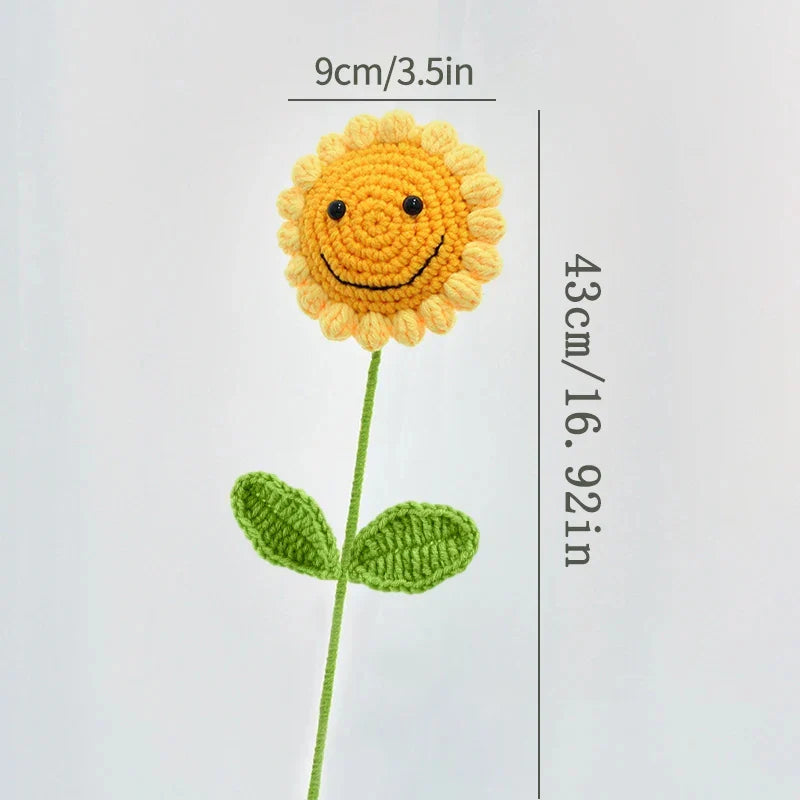 Hand-Woven Sunflower Bouquet – Creative Wool Knitted Flowers for Decorations, Teacher’s Day, Mother’s Day & Birthday Gifts