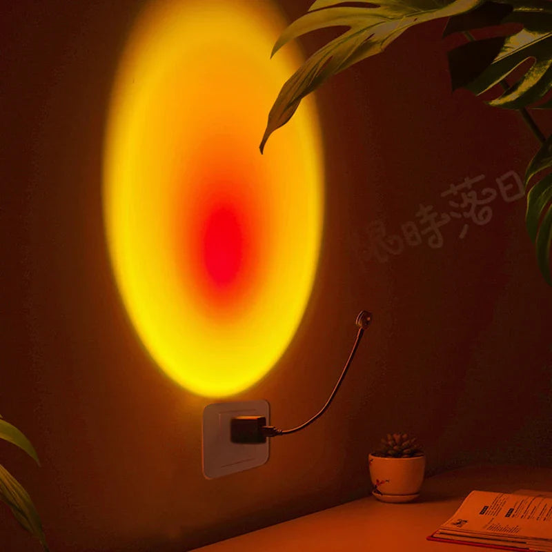 Sunset Projection Lamp USB Rainbow Night Light: Atmospheric Sunset for Photography & Live Wall Decoration - Perfect for Coffee Shops & Selfies