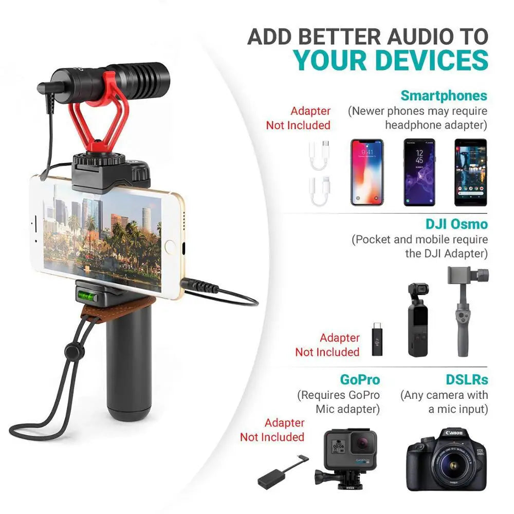 Professional Shotgun Condenser Microphone – Podcast Mic for Phone, Camera & Computer Recording