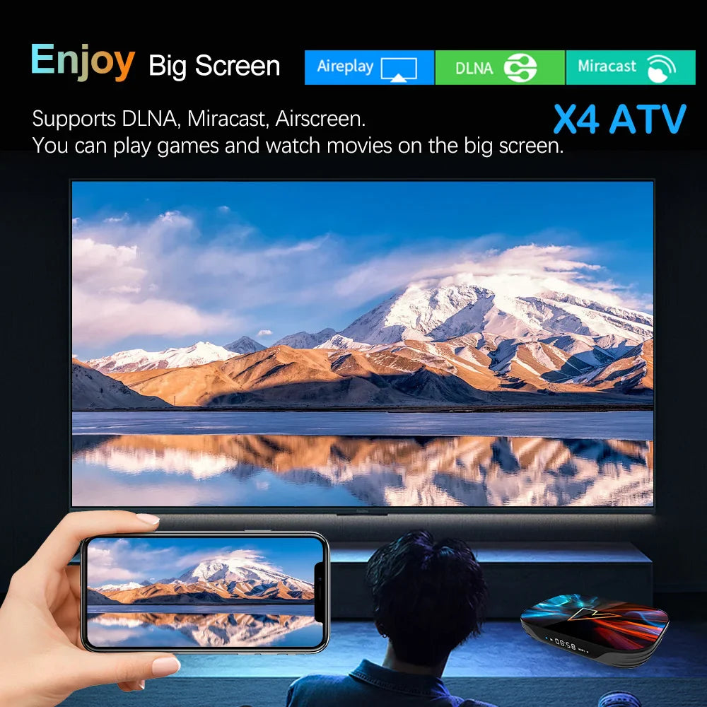 VONTAR X4 Android TV Box – Android 11.0, Amlogic S905X4, 4K, Google Voice Input, 4GB RAM, 32GB EMMC, WiFi