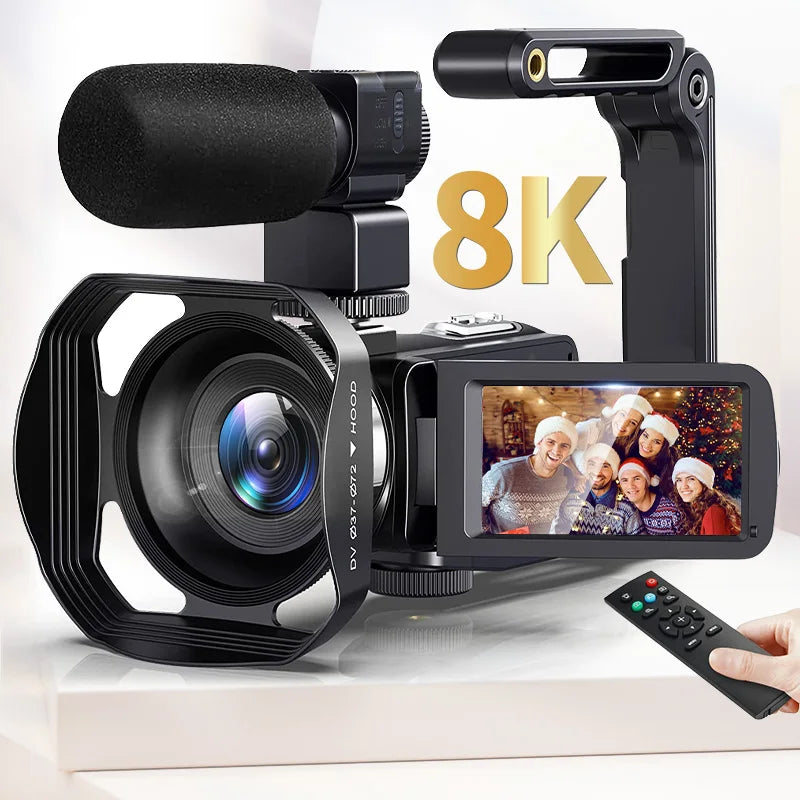 8K HD Video Camera – 3-Inch LCD Touch Screen, 18X Digital Zoom, Ultra HD, WIFI Portable Camcorder Recorder