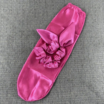 Cute Rabbit Ear Headband – Satin Bunny Knot Hairband for Women & Girls, Elastic Bowknot Hair Accessory