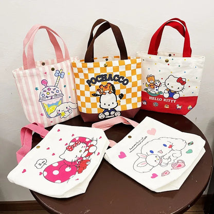 2024 New Sanrio Hello Kitty Cartoon Shoulder Bag - Casual Large Capacity Canvas Shopping Bag for Women, Waterproof Girl's Handbag