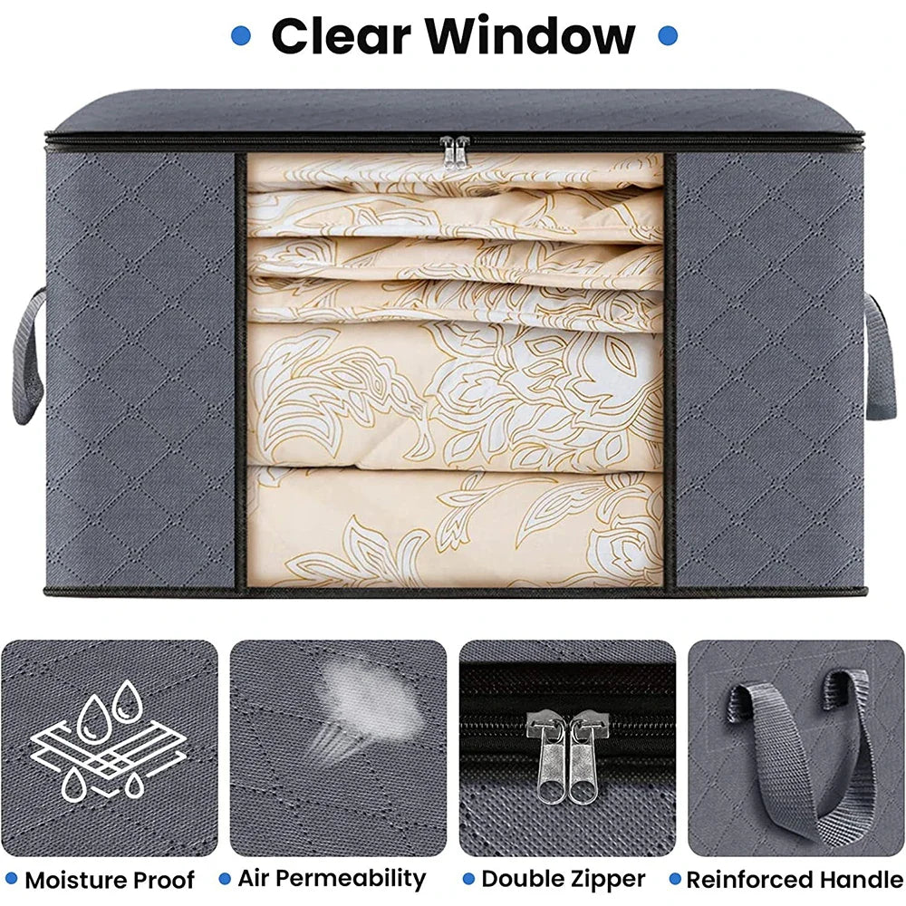 New Large Capacity Foldable Clothes Storage Bag — Blanket Organizer for Bedroom & Closet