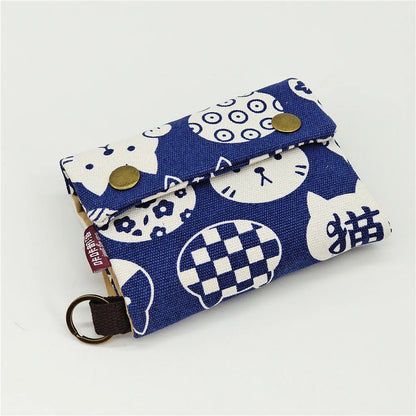 Women’s Canvas Cartoon Card Wallet – Foldable Key Organizer & Coin Purse, Small Pouch Money Bag for Girls 2024