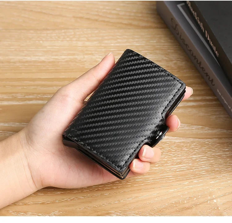 Large Capacity Double Layer RFID Blocking Carbon Fiber Wallet – Men’s Anti-Theft Credit & ID Card Holder Case