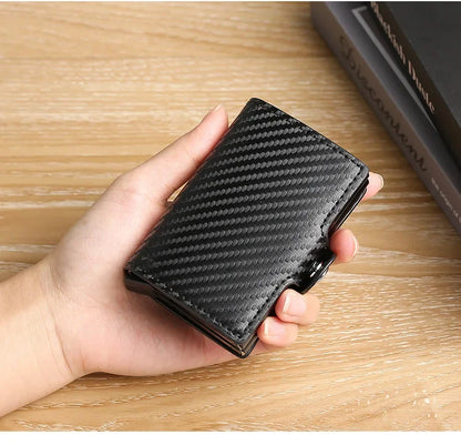 Large Capacity Double Layer RFID Blocking Carbon Fiber Wallet – Men’s Anti-Theft Credit & ID Card Holder Case