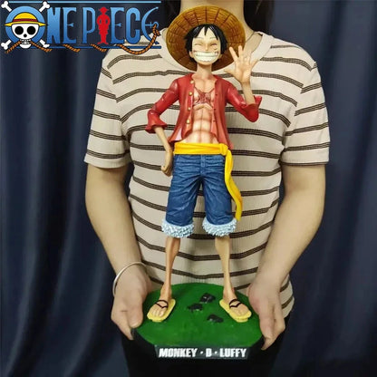 One Piece 42.5cm Straw Hat Monkey D. Luffy Figure – 1/4 Scale Large Smiley Anime Statue, Decorative Doll Toy Gift