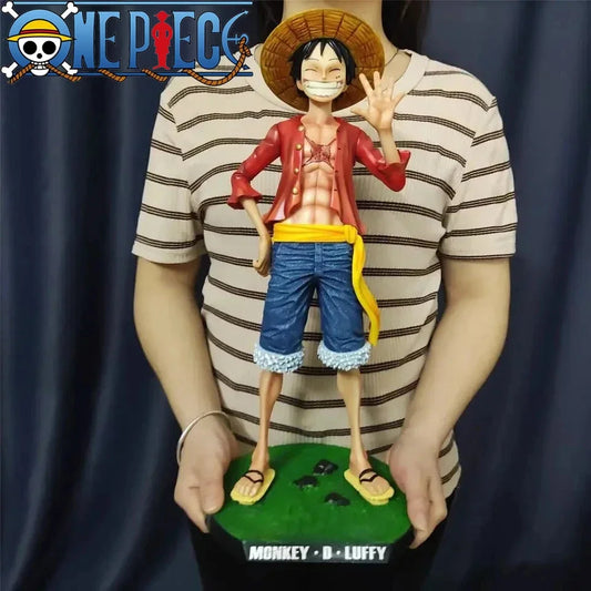 One Piece 42.5cm Straw Hat Monkey D. Luffy Figure – 1/4 Scale Large Smiley Anime Statue, Decorative Doll Toy Gift