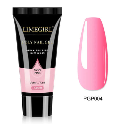 LIMEGIRL 30ml Nail Extension Gel – Glitter Soak-Off Acrylic UV Poly Gel for Quick Nail Build & Manicure