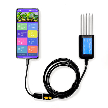 USB Soil Integrated Transmitter Sensor – Temperature, Humidity, EC, pH & NPK Agriculture Soil Tester Detector