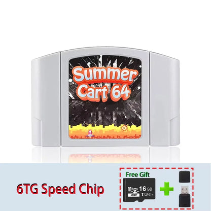 SummerCart 64 Game Card for N64 – Retro ED 64 Cartridge for Nintendo 64, 8GB TF Card, No Region Restriction