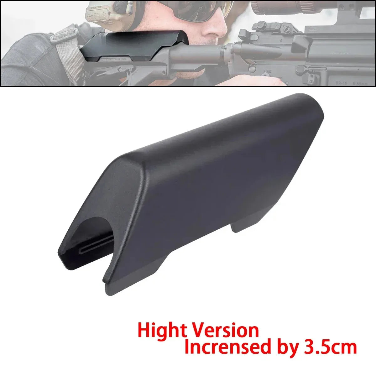 Tactical CTR Stock Riser - CQB Cheek Rest Heightening Pad for AR15 M4 Rifles, Airsoft & Shooting Accessories