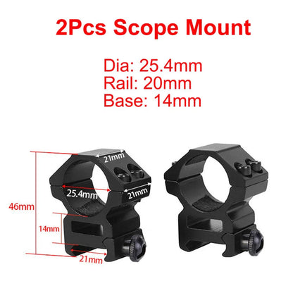 Hunting Rifle Scope Mount Ring – 25.4mm/30mm Tactical Scope & Flashlight Holder for 11mm/20mm Picatinny Rail