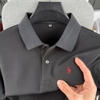 Men’s 100% Cotton Polo Shirt - Luxury Short Sleeve Golf Top with Embroidered Pony Design for Summer Casual Fashion
