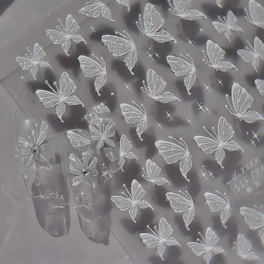 5D Glitter Butterfly Nail Sticker – Kawaii Aurora Nail Art Decal for DIY Manicure & Nail Decorations