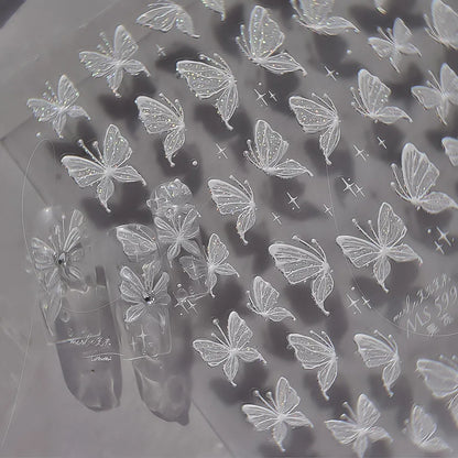 5D Glitter Butterfly Nail Sticker – Kawaii Aurora Nail Art Decal for DIY Manicure & Nail Decorations