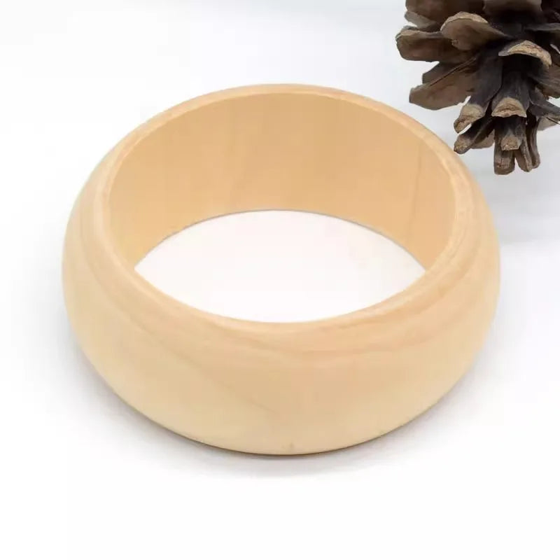 Women’s Elegant Natural Wood Square DIY Bracelet — Coffee Geometric Wooden Bangles Gift for Ladies