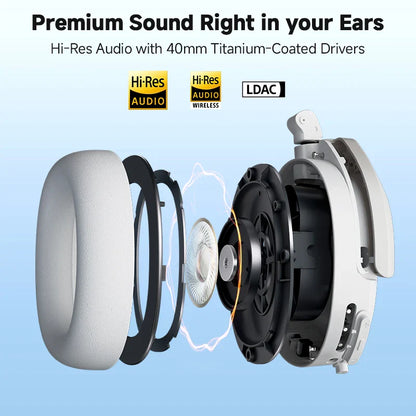 Edifier W830NB Wireless Bluetooth 5.4 Headphones | Active Noise Cancelling Hi-Res Over-Ear Headset, LDAC, Foldable, 94H Playtime