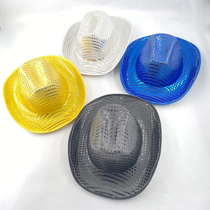 LED Glowing Cowgirl Hat - Neon Luminous Bride Hat for Holiday Light Up Supplies and Bachelorette Party