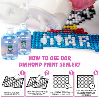 Diamond Painting Sealer Glue Kit - 120ML Puzzle Glue with 3 Brushes and Accessories