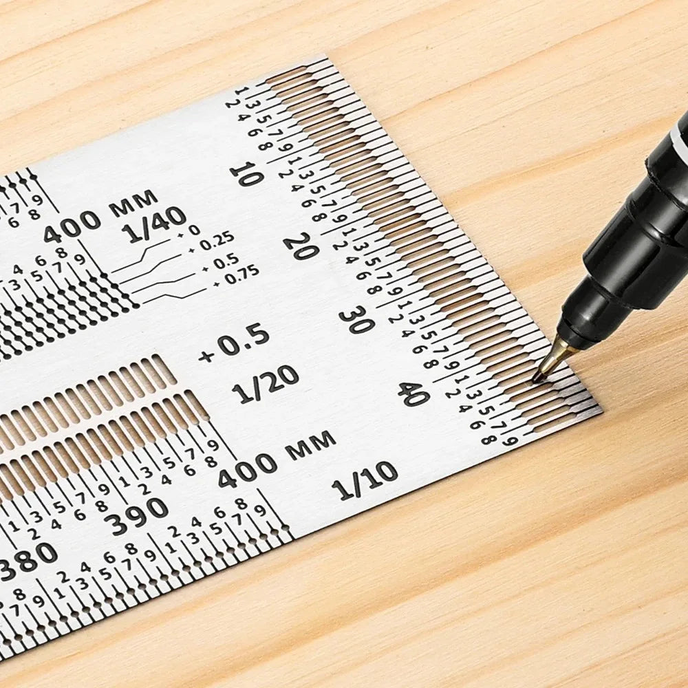 High Precision T-Type Scale Ruler – Stainless Steel Woodworking Scribing & Marking Gauge Carpenter Measuring Tool