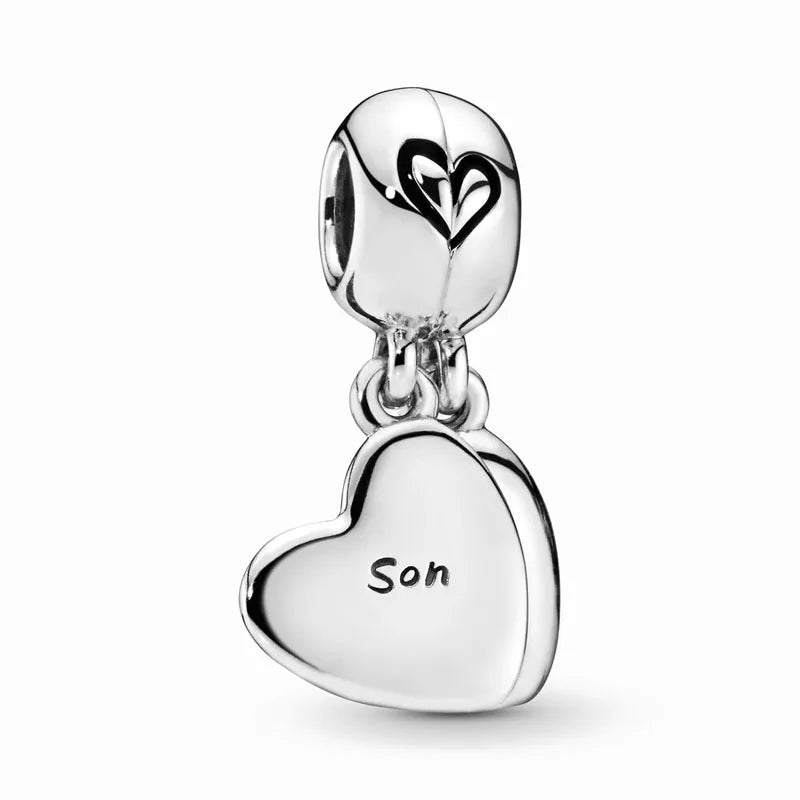 Europe 925 Silver Family Charm Pendant - Boy, Girl, Mom & Sisters Bead for Pandora Bracelet, Sparkling Dangle Jewelry