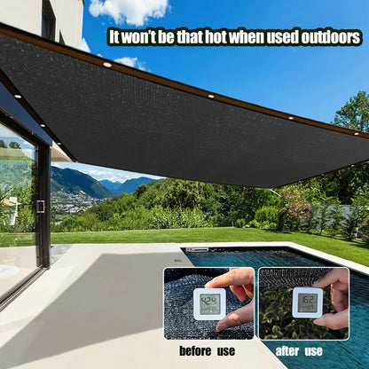 Large Area Black Shade Cloth with Grommets – 90% Sun Shade Netting for Patio, Balcony, Pergola, Greenhouse & Chicken Coop Protection Cover