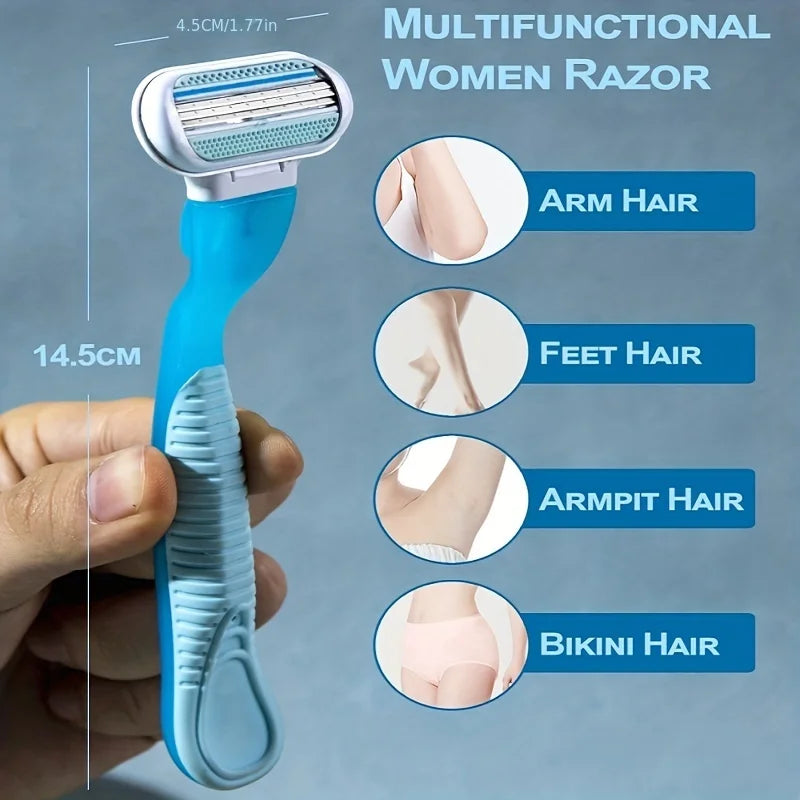 3-Layer Women’s Manual Razor — Replaceable Head Shaver for Armpit, Bikini & Body Hair Removal