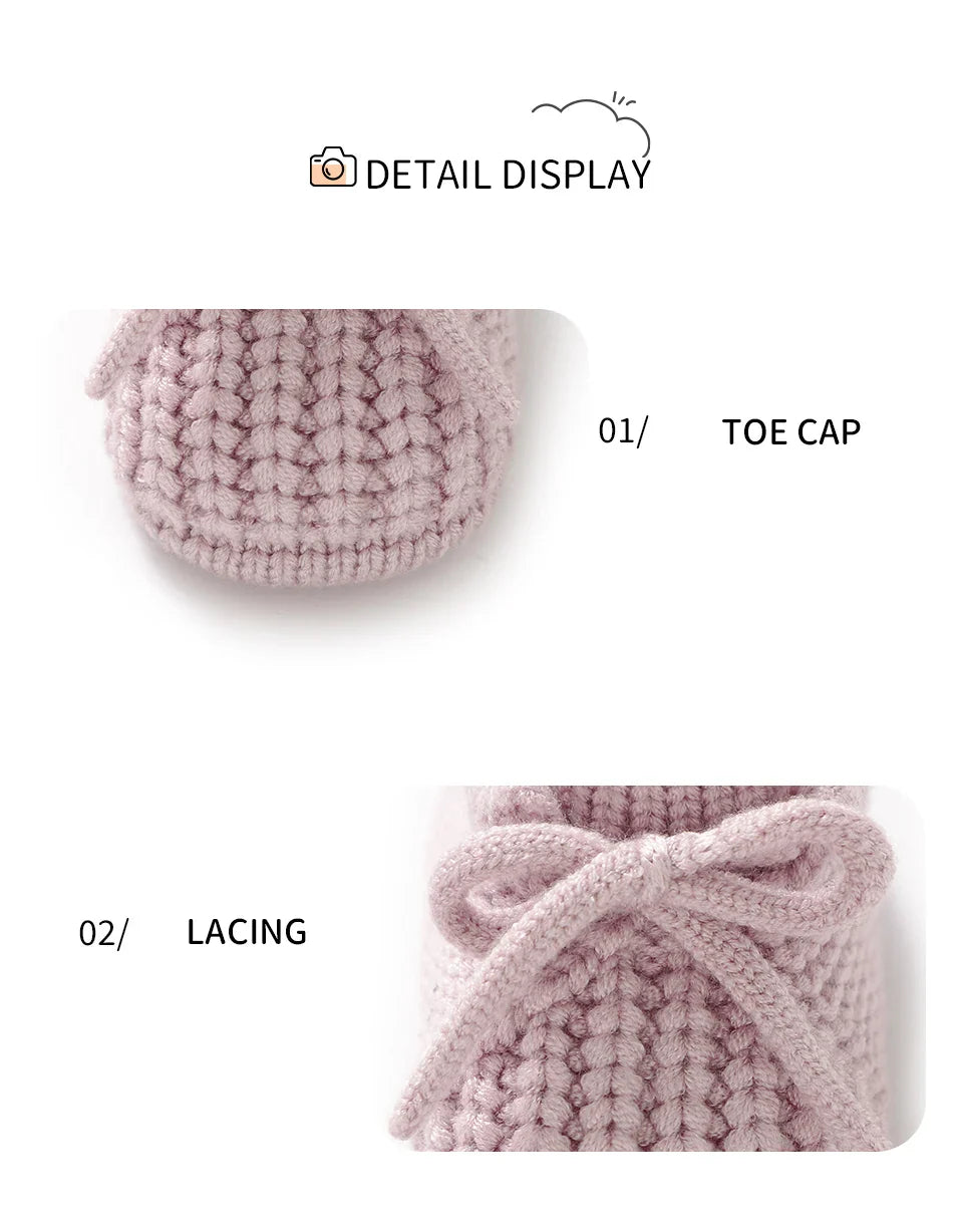 Newborn Baby Shoes — Knitted First Boots for Boys & Girls, Solid Toddler Bed Footwear 0-18M