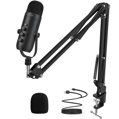 Haomuren USB Podcast Microphone Kit – Cardioid Condenser Mic with Boom Arm for Streaming, Recording, YouTube & PC Studio Use