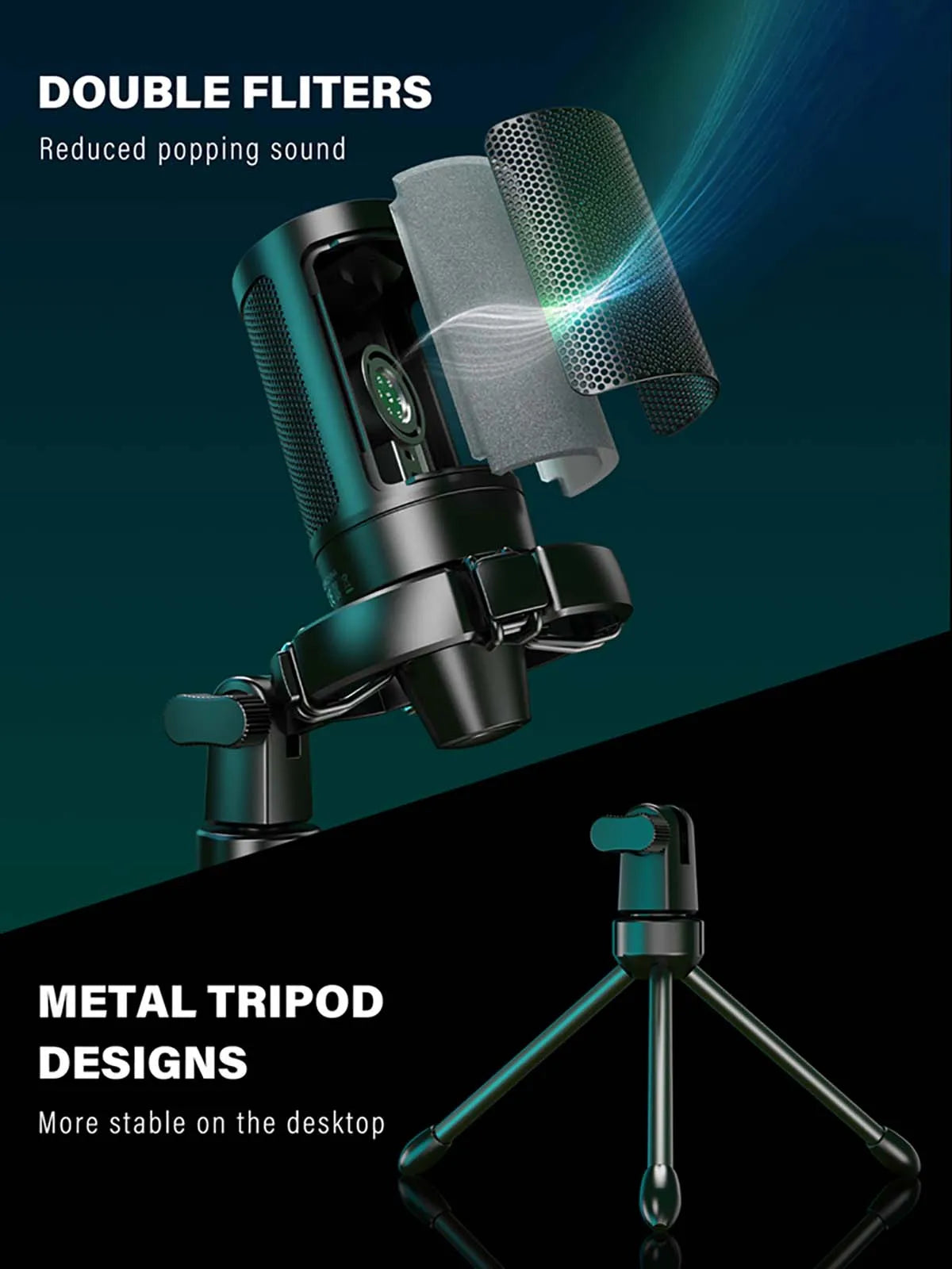 FIFINE AmpliGame A2 RGB USB Gaming Microphone with Mute Touch, Condenser Mic with Tripod for PC PS4 PS5 Laptop Streaming