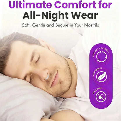 Silicone Anti-Snoring Nose Clip – 3 Sizes Elastic Nasal Dilator for Better Airflow & Comfortable Sleep