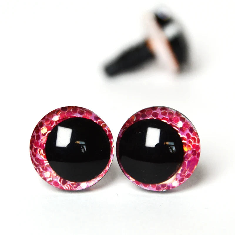 20pcs 3D Cartoon Glitter Doll Safety Eyes – Strange Eyes with Hard Washer, 16mm-30mm for Toys
