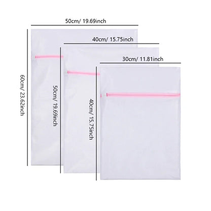 3Pcs/Set Zippered Mesh Laundry Bags – Bra & Underwear Cleaning Baskets, Household Laundry Care Accessories